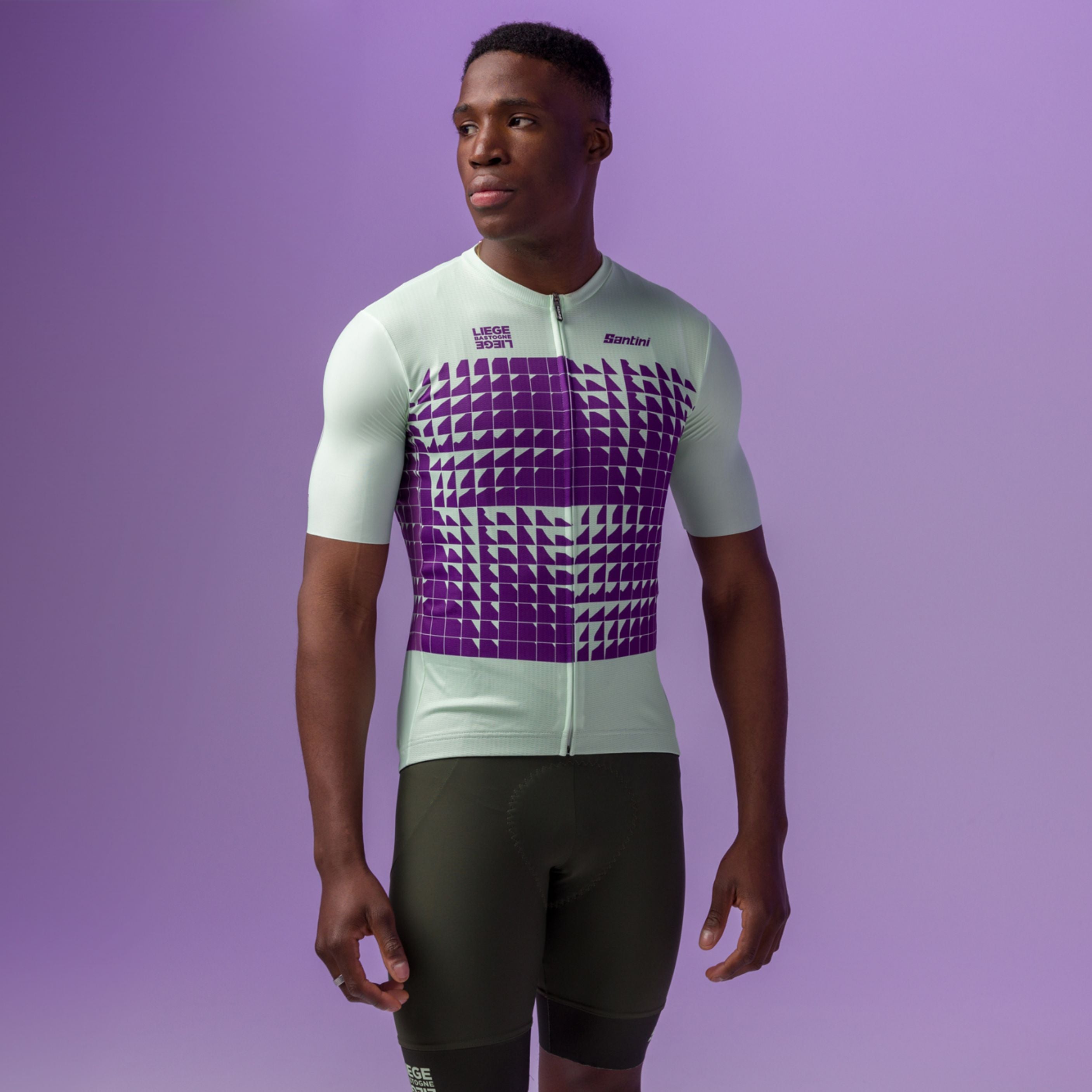 Santini Liège Bastogne Liège Men's Cycling Jersey Green Purple