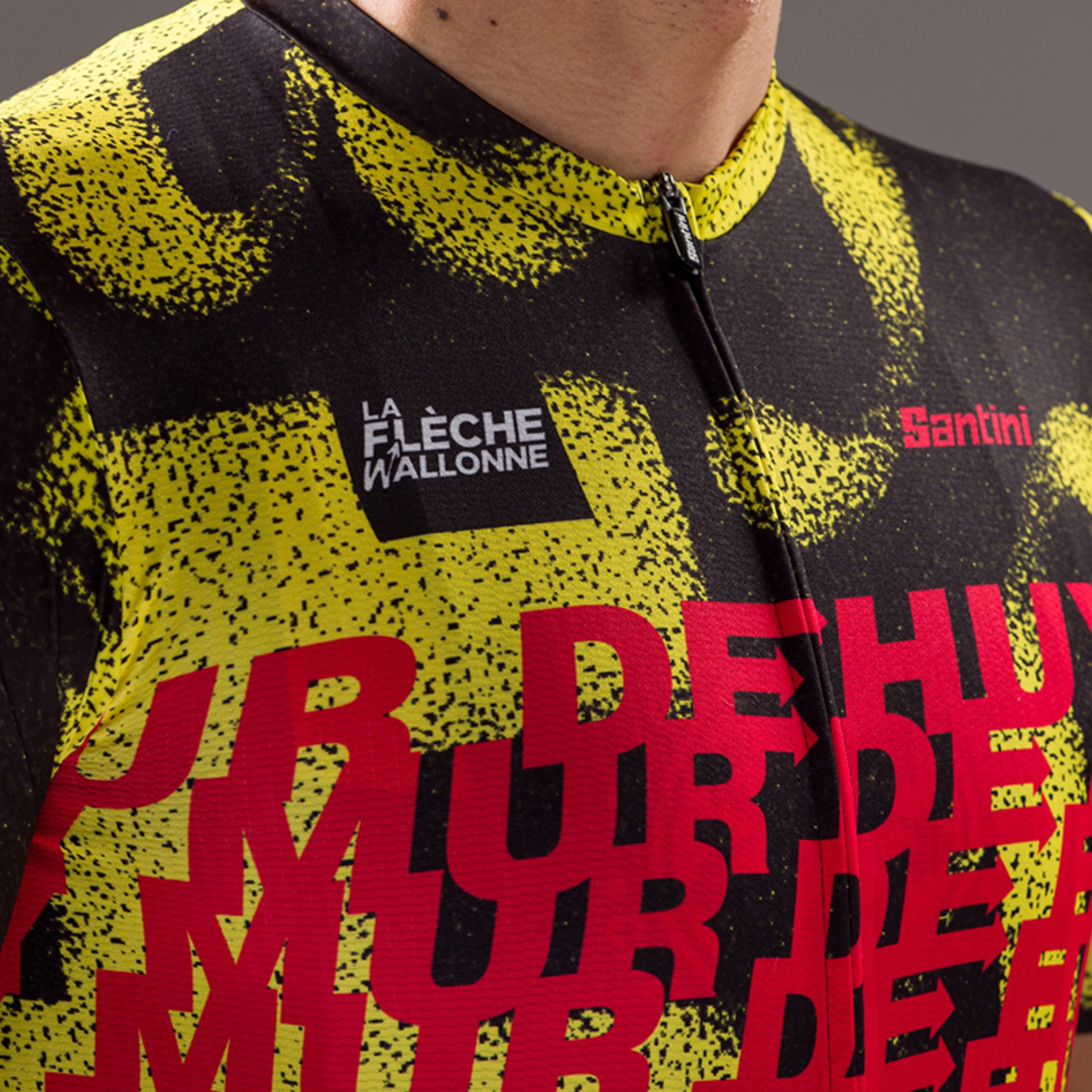Maillot Cyclisme Santini Mur de Huy La Flèche Wallone Homme Jaune